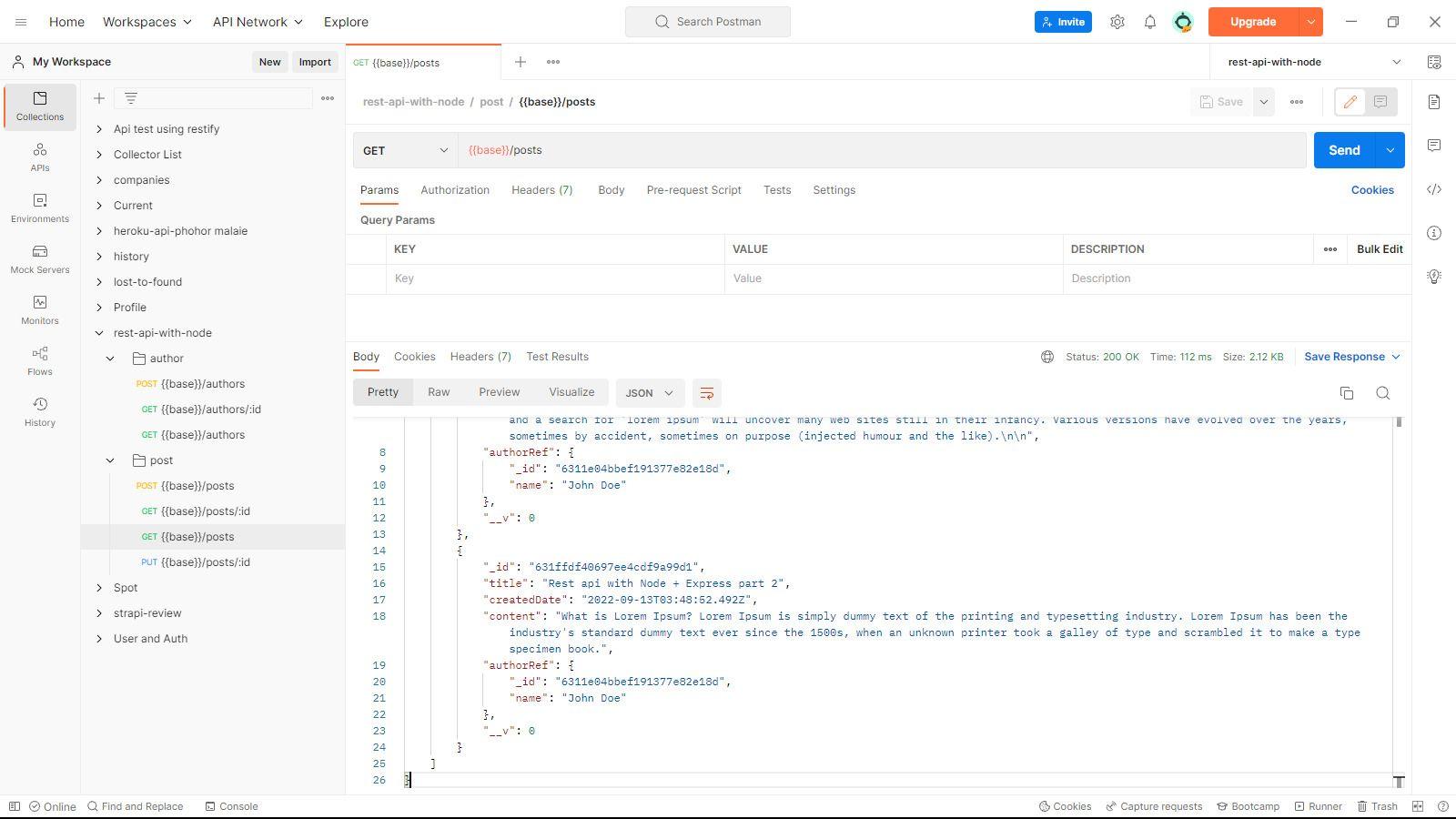 GET request for multiple posts {caption: Fig.8: GET request for multiple posts}